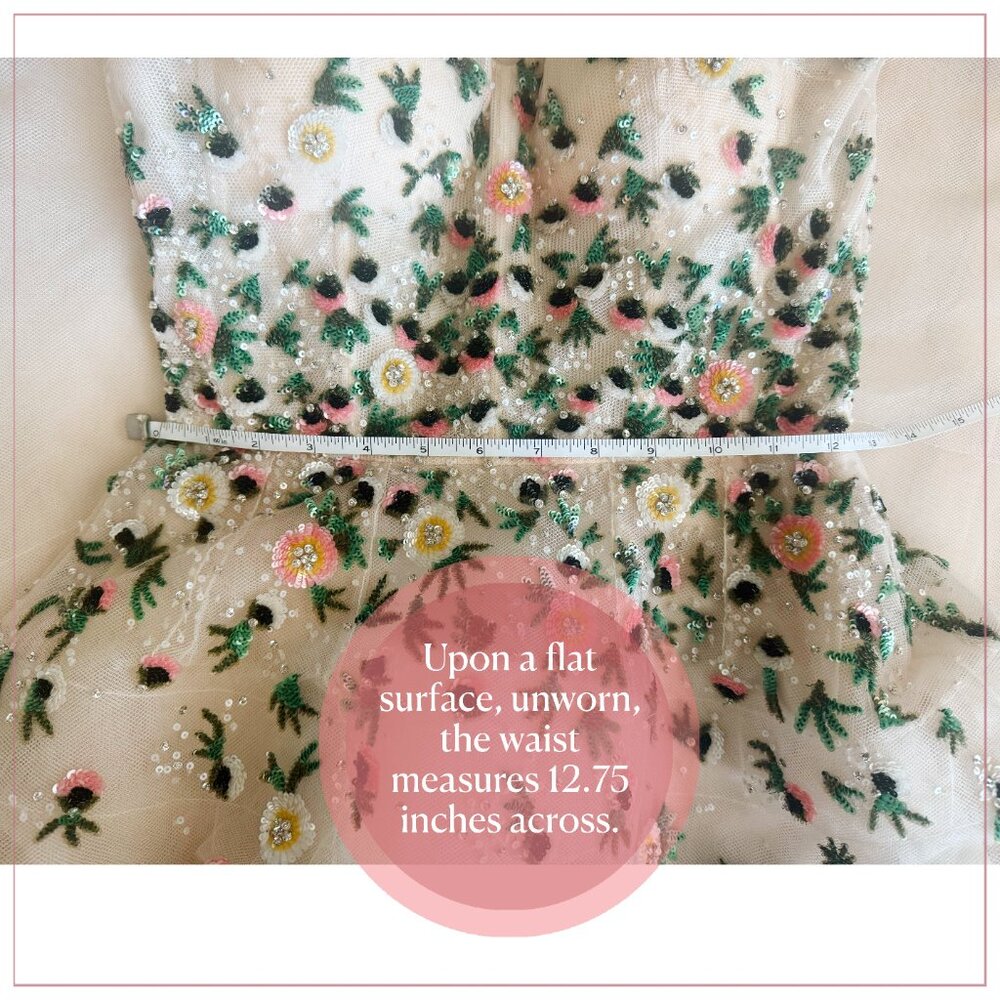 $5990 New Monique Lhuillier Crystal Bead Embellished Floral Tulle Runway Dress - Picture 11 of 16